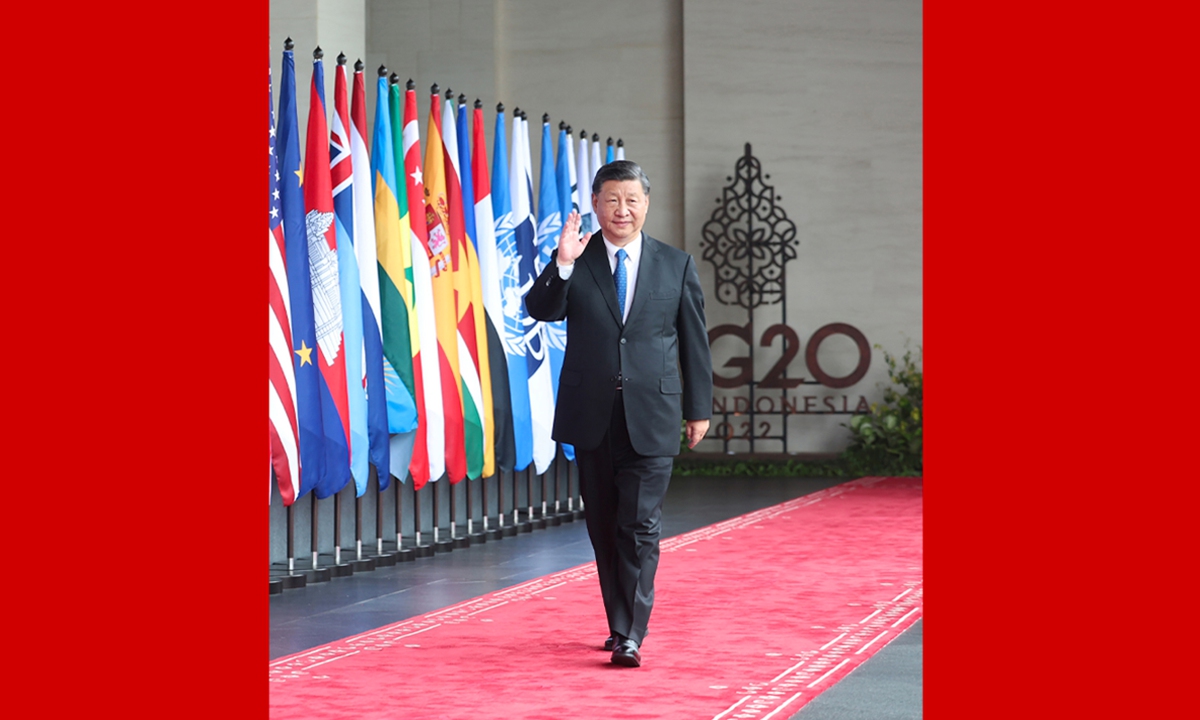 Chinese President Xi Jinping walks to the venue of the 17th summit of the Group of 20 (G20) in Bali, Indonesia, Nov 15, 2022. Xi delivered a speech titled Working Together to Meet the Challenges of Our Times and Build a Better Future at the summit. The G20 summit kicked off here on Tuesday. Photo: Xinhua