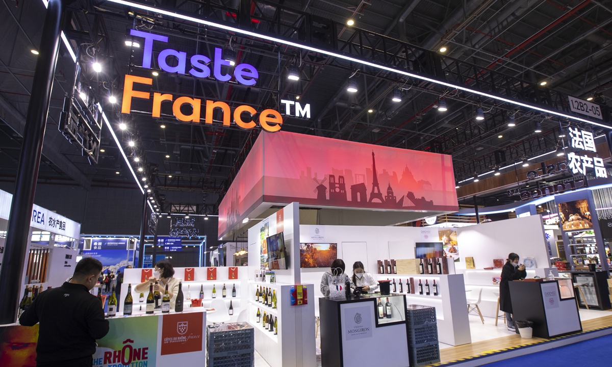 French food stand at the?China International Import Expo?(CIIE) in Shanghai on November 10, 2022.