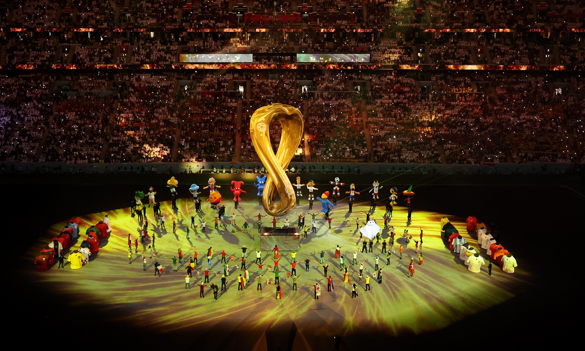 Performers perform during the opening ceremony prior to the FIFA World Cup Qatar 2022 Group A match between Qatar and Ecuador at Al Bayt Stadium on November 20, 2022 in Al Khor, Qatar. Photo: VCG