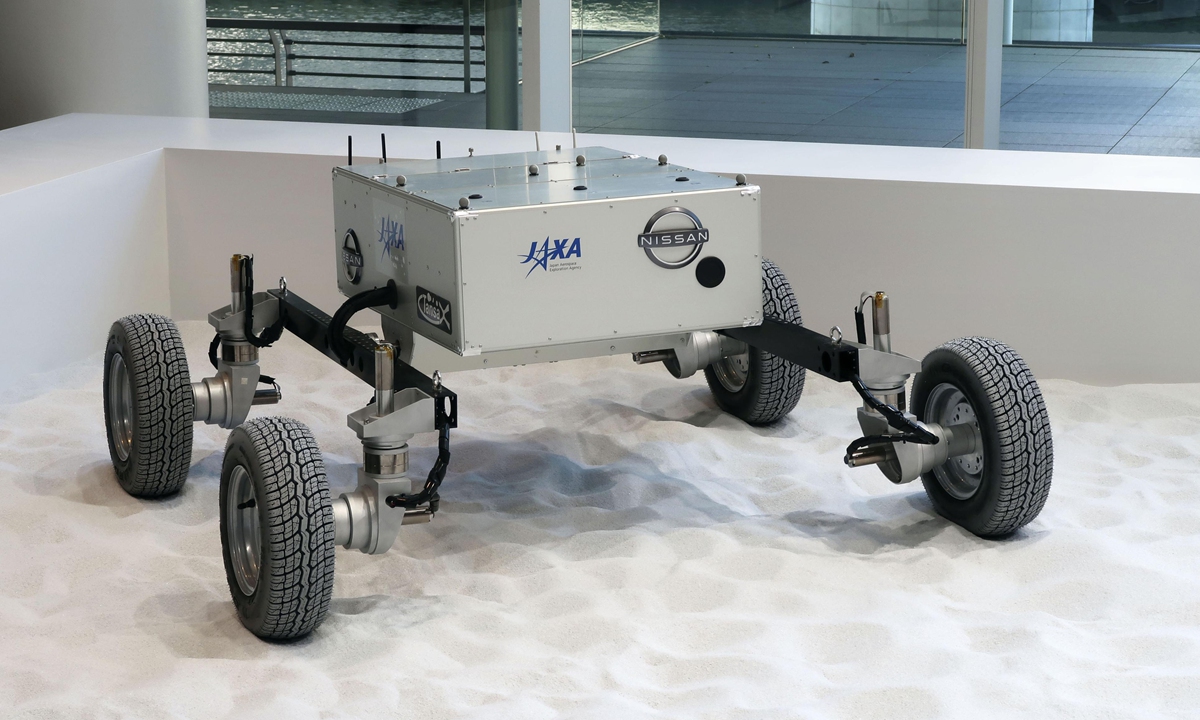 A prototype of a lunar rover co-developed by Nissan Motor Co. and the Japan Aerospace Exploration Agency is pictured in Yokohama near Tokyo on Dec. 2, 2021. Photo: VCG