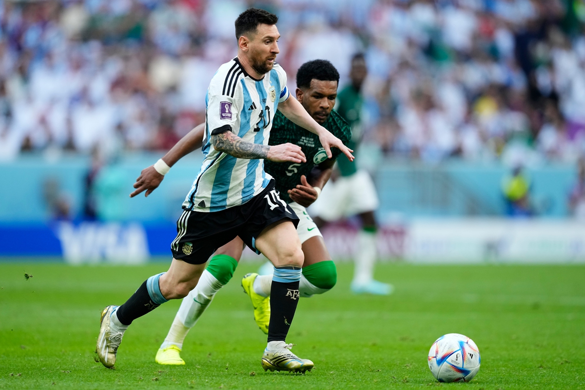 Lionel Messi (No.10) of Argentina during the FIFA World Cup Group C match between Argentina and Saudi Arabia on November 22, 2022 in Lusail City, Qatar Photo: VCG