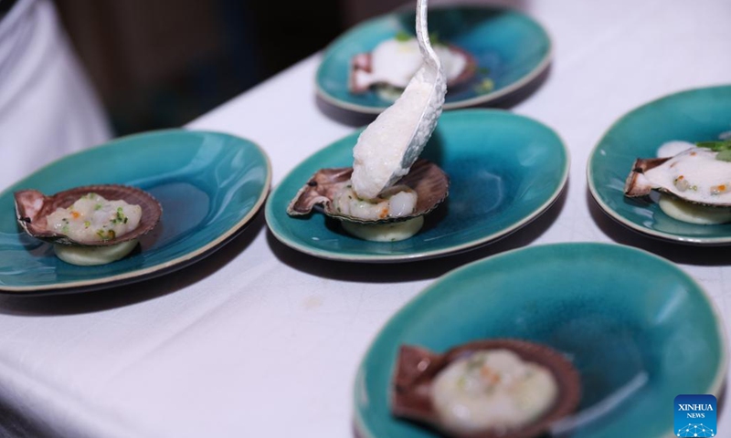 Snack dishes are presented at the unveiling ceremony of LA LISTE 2023 world restaurant ranking at the French Ministry of Foreign Affairs in Paris, France, Nov. 28, 2022. LA LISTE 2023, the latest update of a list of the best global restaurants, was unveiled here on Monday. Starting from 2015, LA LISTE has been handpicking the world's best restaurants based on the compilation of hundreds of guidebooks and publications plus millions of online reviews.(Photo: Xinhua)