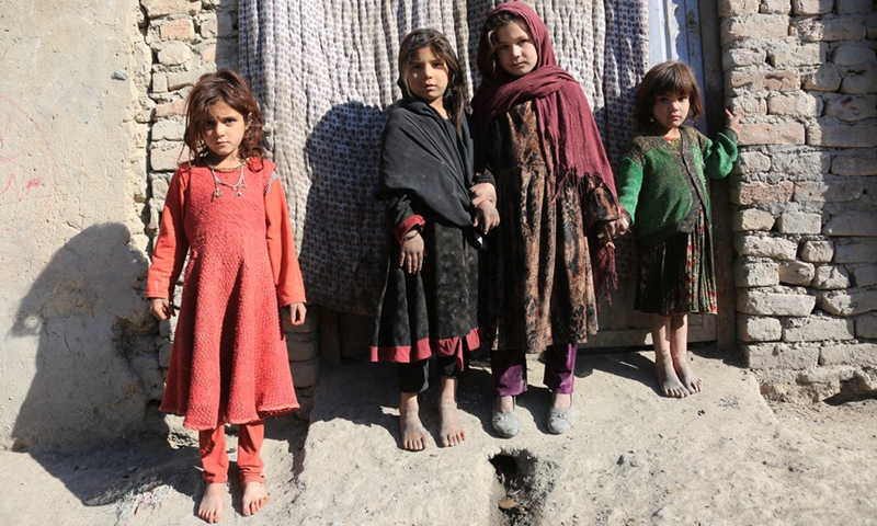 Children are seen at an internally displaced people's camp in Kabul, Afghanistan, Nov. 29, 2022.(Photo: Xinhua)