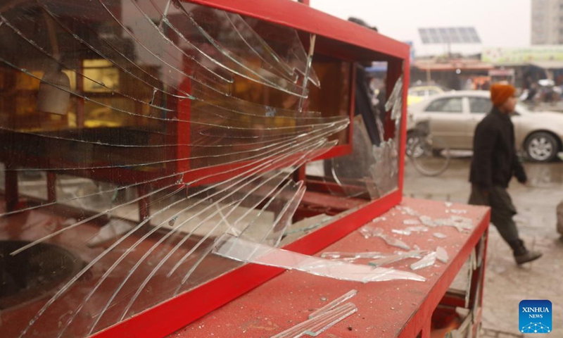 The area near a blast is pictured in Mazar-i-Sharif, Balkh province, Afghanistan, Dec. 6, 2022. Seven commuters have been confirmed dead and six others injured as a blast struck a bus of government employees in Mazar-i-Sharif, the capital of northern Balkh province on Tuesday, provincial police spokesman Mohammad Asif Waziri said.(Photo: Xinhua)