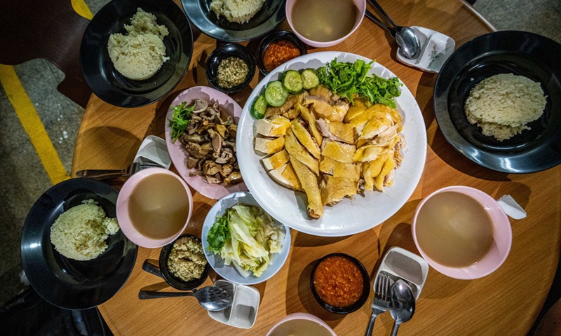 Foods are pictured at Andrew Wong Hainan Chicken Rice restaurant in Kota Kinabalu in Sabah, Malaysia, Dec. 3, 2022.(Photo: Xinhua)