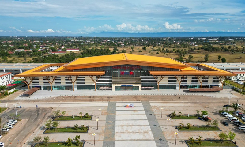 This aerial photo taken on Nov. 25, 2022 shows the Vientiane Railway Station in Vientiane, Laos. (Photo by Kaikeo Saiyasane/Xinhua)