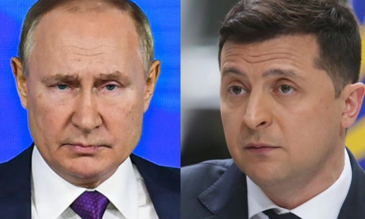 Xinhua file photos of Russian President Vladimir Putin and Ukrainian President Volodymyr Zelensky