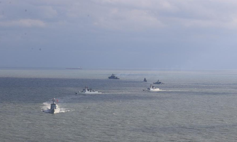 Warships from Chinese and Russian navies are pictured after a joint naval exercise, Joint Sea 2022, in the East China Sea on Dec. 27, 2022. Chinese and Russian navies concluded the seven-day joint naval exercise Tuesday in the East China Sea.(Photo: Xinhua)