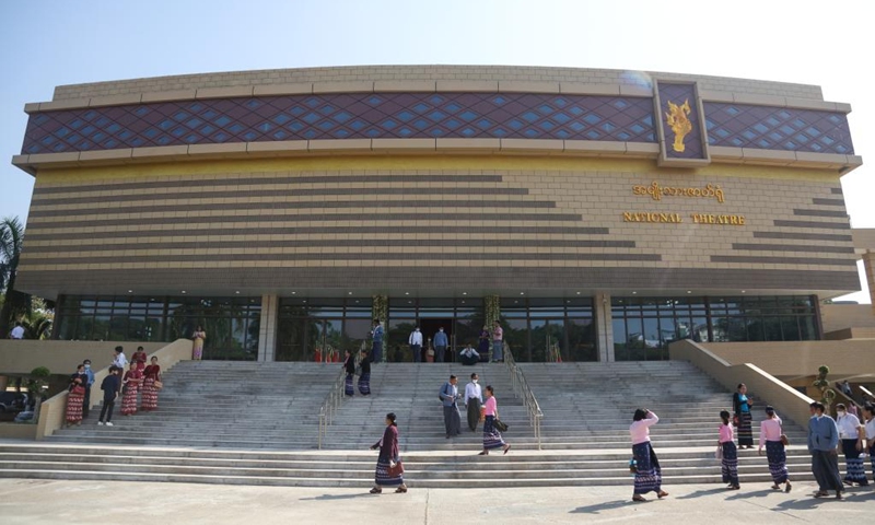 This photo taken on Dec. 27, 2022 shows a view of the National Theatre of Yangon in Myanmar's largest city of Yangon. The China-aided renovation project of the National Theatre of Yangon was officially handed over to the Myanmar government here on Tuesday.(Photo: Xinhua)