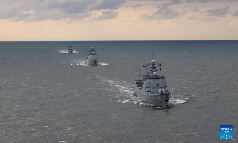 Warships from Chinese navy sail in formation after a joint naval exercise, Joint Sea 2022, in the East China Sea on Dec. 27, 2022. Chinese and Russian navies concluded the seven-day joint naval exercise Tuesday in the East China Sea.(Photo: Xinhua)