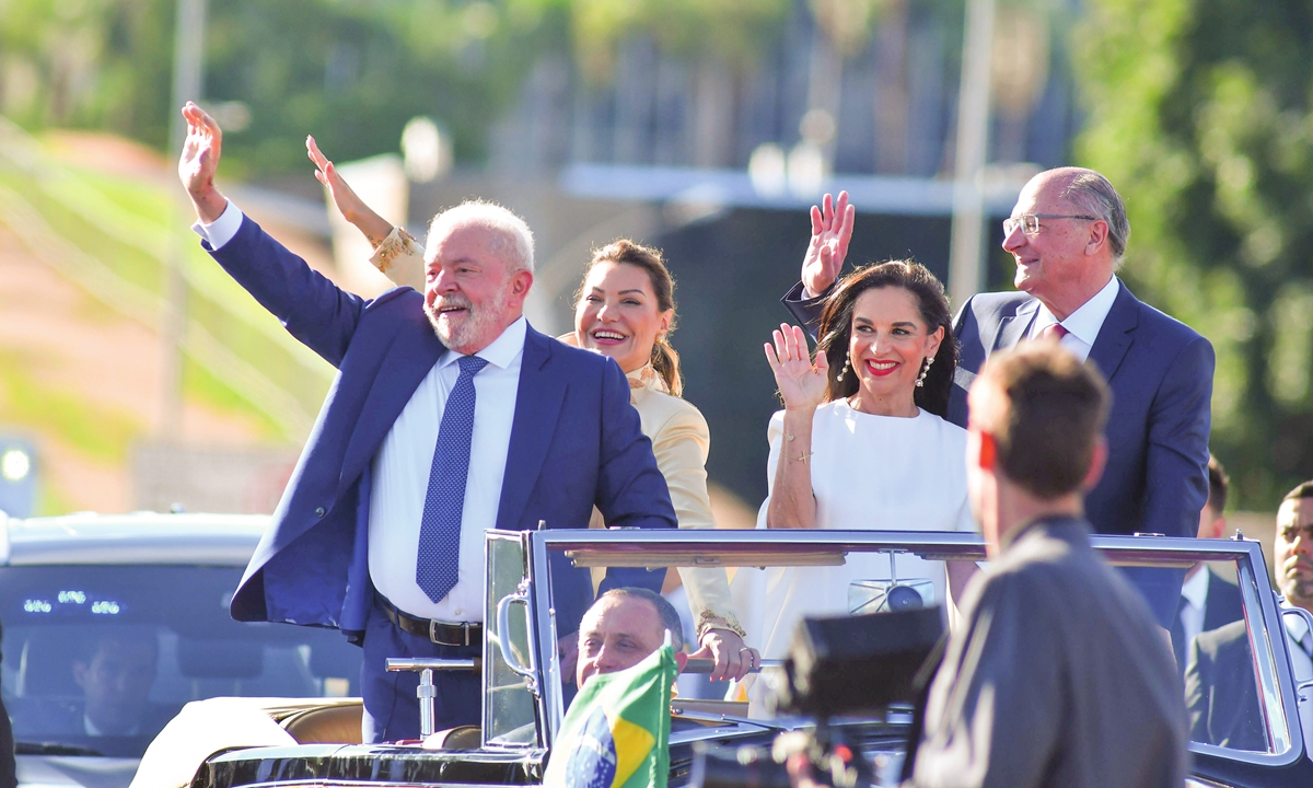 Brazilian President Luiz Incio Lula da Silva (left) and Vice President Geraldo Alckmin (right), arrive at the Planalto Palace in Brasilia. On January 1, 2023, Lula was sworn in as president of Brazil. (See story on Page 3) Photo: VCG