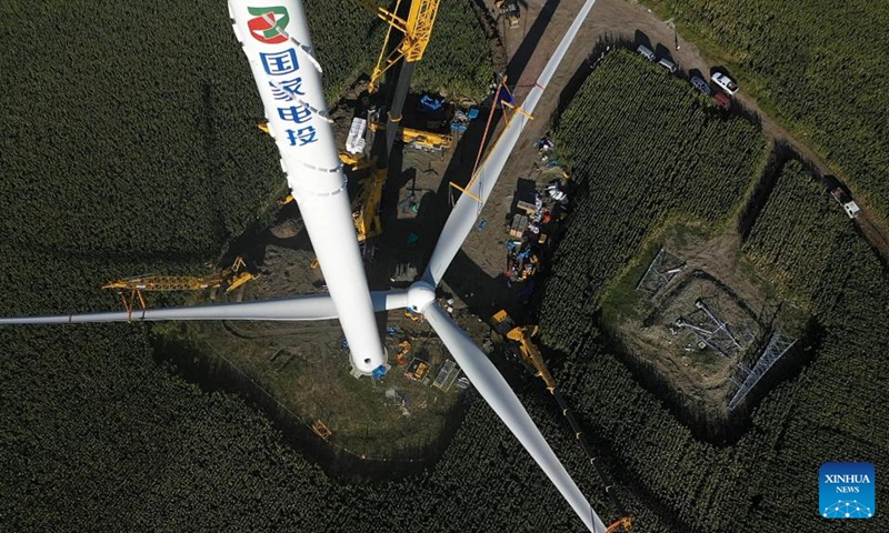 This photo shows a major onshore wind power project in northeast China's Liaoning Province, on Dec. 30, 2022. Liaoning Province in northeast China saw a major onshore wind power project connect to the state grid and go into operation on Saturday. Photo: Xinhua