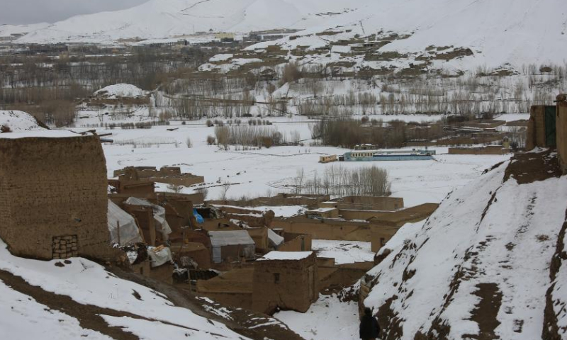 This photo taken on Feb. 9, 2023 shows the snow-covered Bamyan city, capital of Bamyan province, Afghanistan. Extreme cold weather and snowfall have swept through the central Bamyan province of Afghanistan since mid-January. Photo: Xinhua