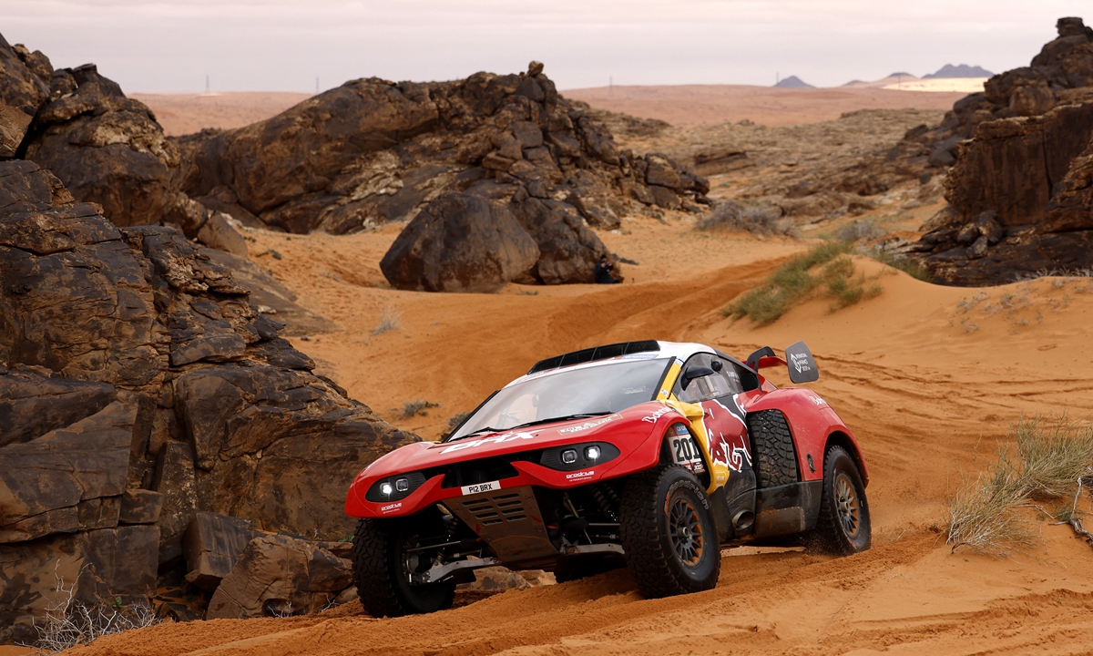 Sebastien Loeb and co-driver Fabian Lurquin compete during the Stage 4 of the 2023 Dakar Rally around Ha'il in Saudi Arabia on January 4, 2023. Photo: AFP