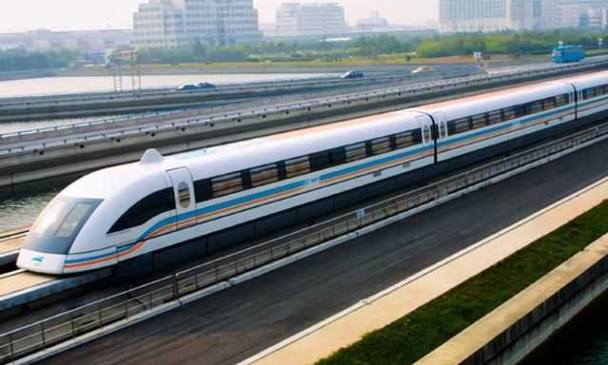 The ultra-high-speed maglev train running in a low vacuum pipeline is successfully tested in Central China's Shanxi Province. Photo: CASIC