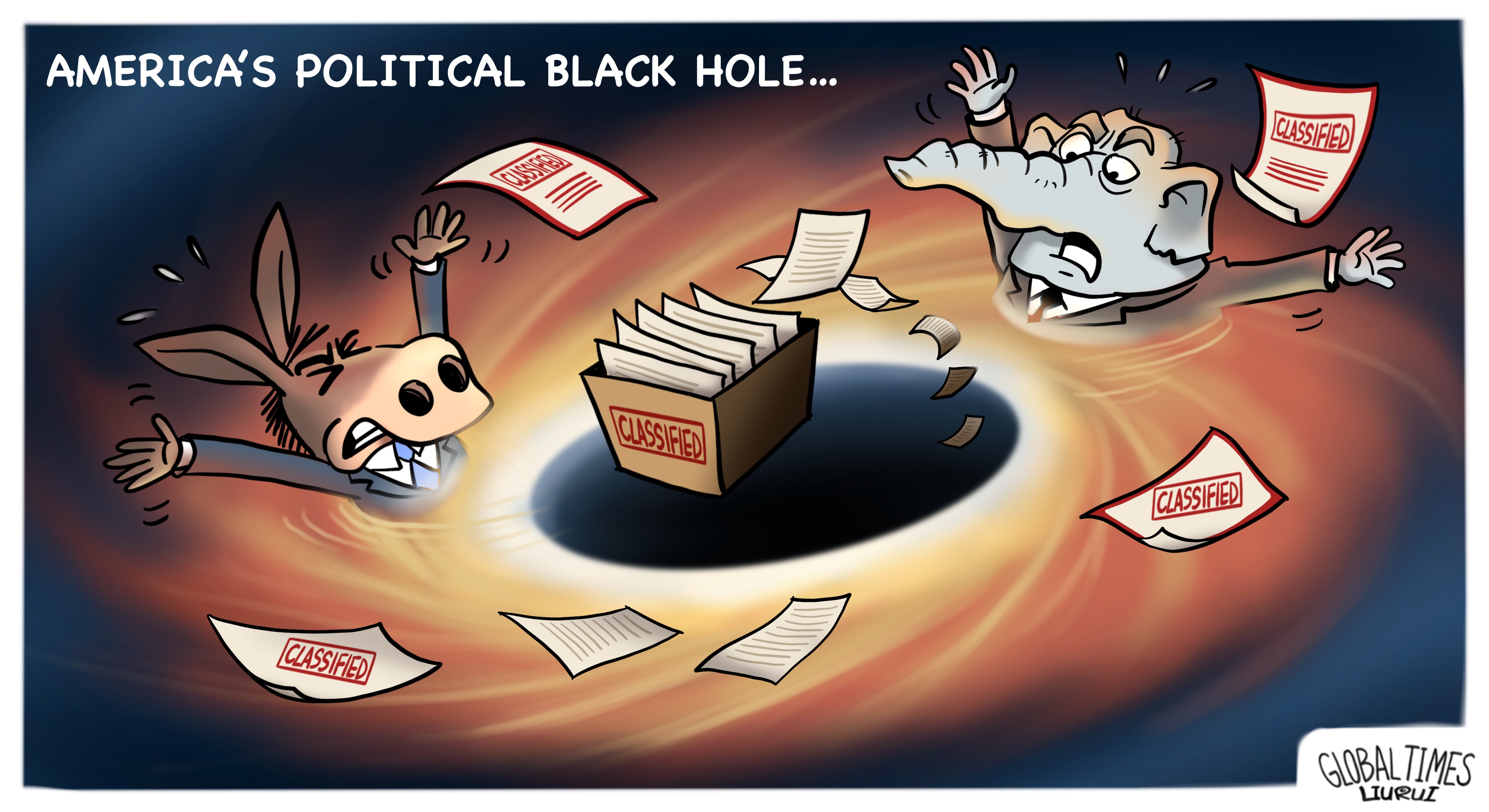 American politics swallowed by the black hole of partisan fights. Cartoon: Liu Rui/GT