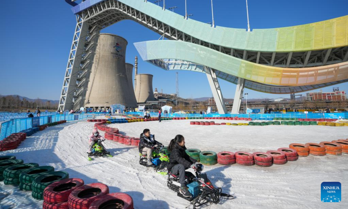 People enjoy creative ice-and-snow activities at Big Air Shougang in Beijing, capital of China, Jan 31, 2023. Photo:Xinhua