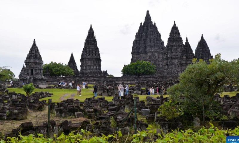 Tourists visit the Prambanan temple, a UNESCO World Heritage Site, in Yogyakarta, Indonesia, Feb. 4, 2023. The four-day ASEAN Tourism Forum 2023 concluded here on Sunday. Photo: Xinhua