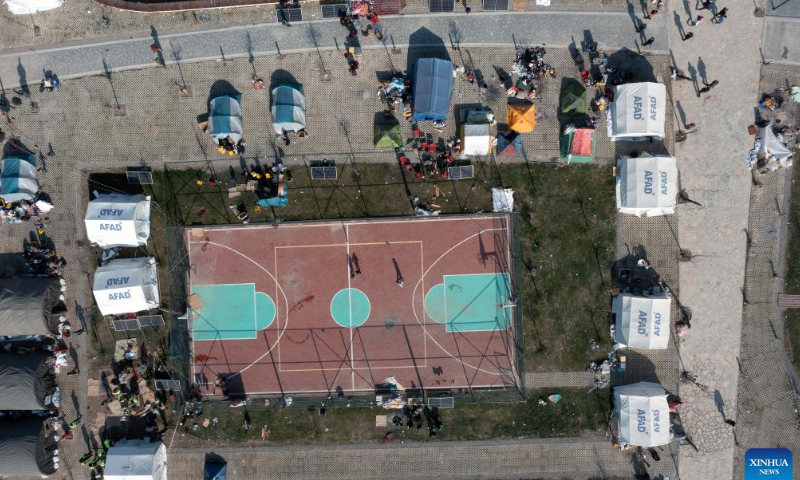 This aerial photo taken on Feb. 12, 2023 shows a scene after the earthquake in Antakya, Hatay Province, Türkiye. The death toll from the twin earthquakes that rocked Türkiye and Syria on Feb. 6 has climbed to 29,605 and 1,414 respectively as of Sunday evening. Photo: Xinhua