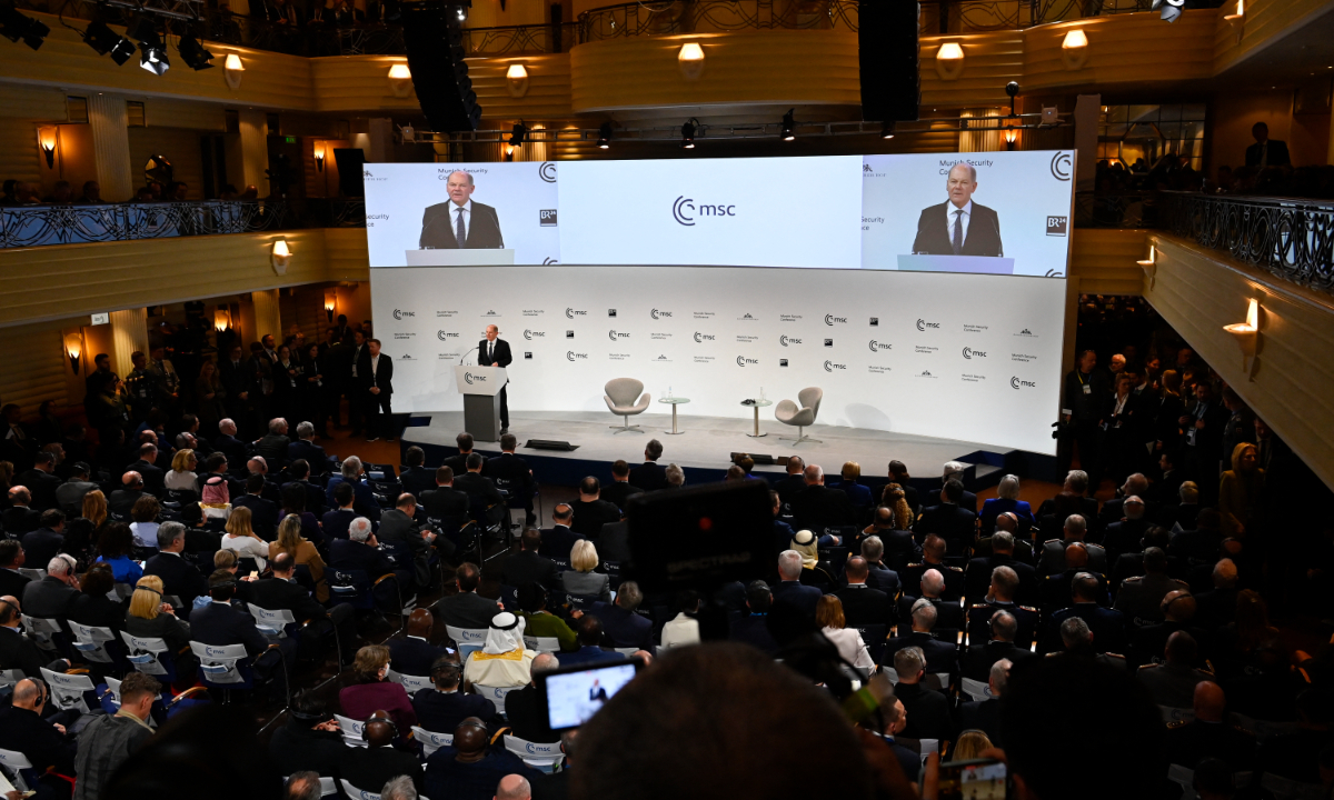 German Chancellor Olaf Scholz delivers a speech at the Munich Security Conference (MSC) in Munich, Germany, on February 17, 2023. Running from February 17 to 19, MSC 2023 brings world leaders together ahead of the first anniversary of the Russia-Ukraine conflict. Photo: AFP 
