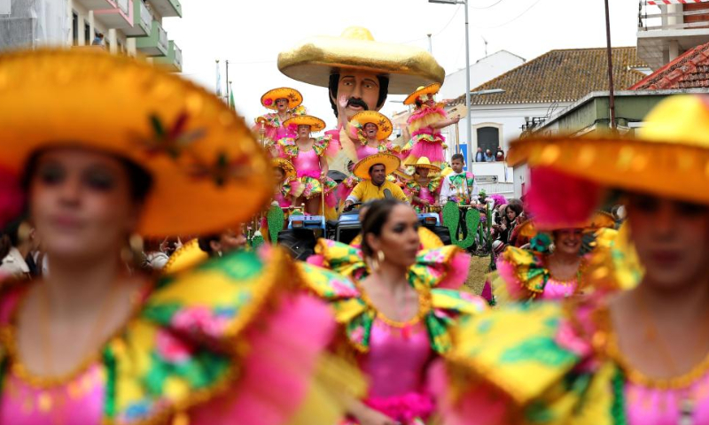 Revellers take part in a carnival parade in Loures on the outskirts of Lisbon, Portugal, Feb. 19, 2023. Photo: Xinhua