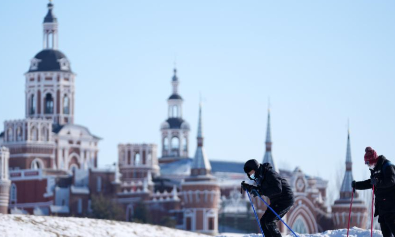 People visit the Volga Manor in Harbin, northeast China's Heilongjiang Province, Jan. 26, 2023. The Volga Manor, a Russian culture-themed park, turned into an ice and snow world during the Spring Festival, attracting lots of visitors. Photo: Xinhua