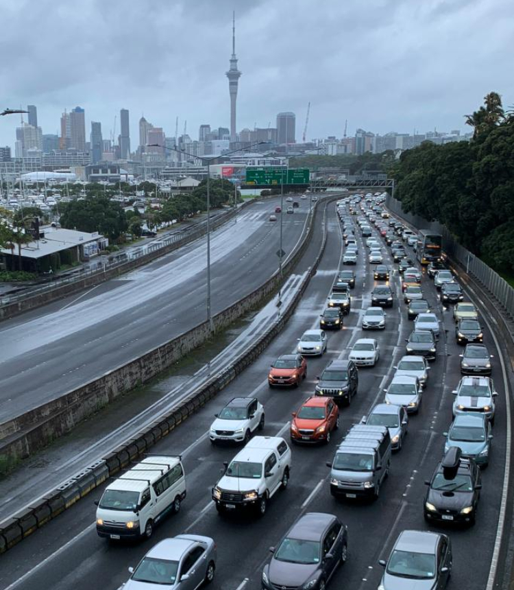 Outbound traffics are pictured on a highway in Auckland, New Zealand, Feb. 12, 2023. Twenty severe weather warnings and watches are in place as tropical cyclone Gabrielle is landing far north of New Zealand and is expected to swipe through most parts of the North Island from Sunday. Photo: Xinhua