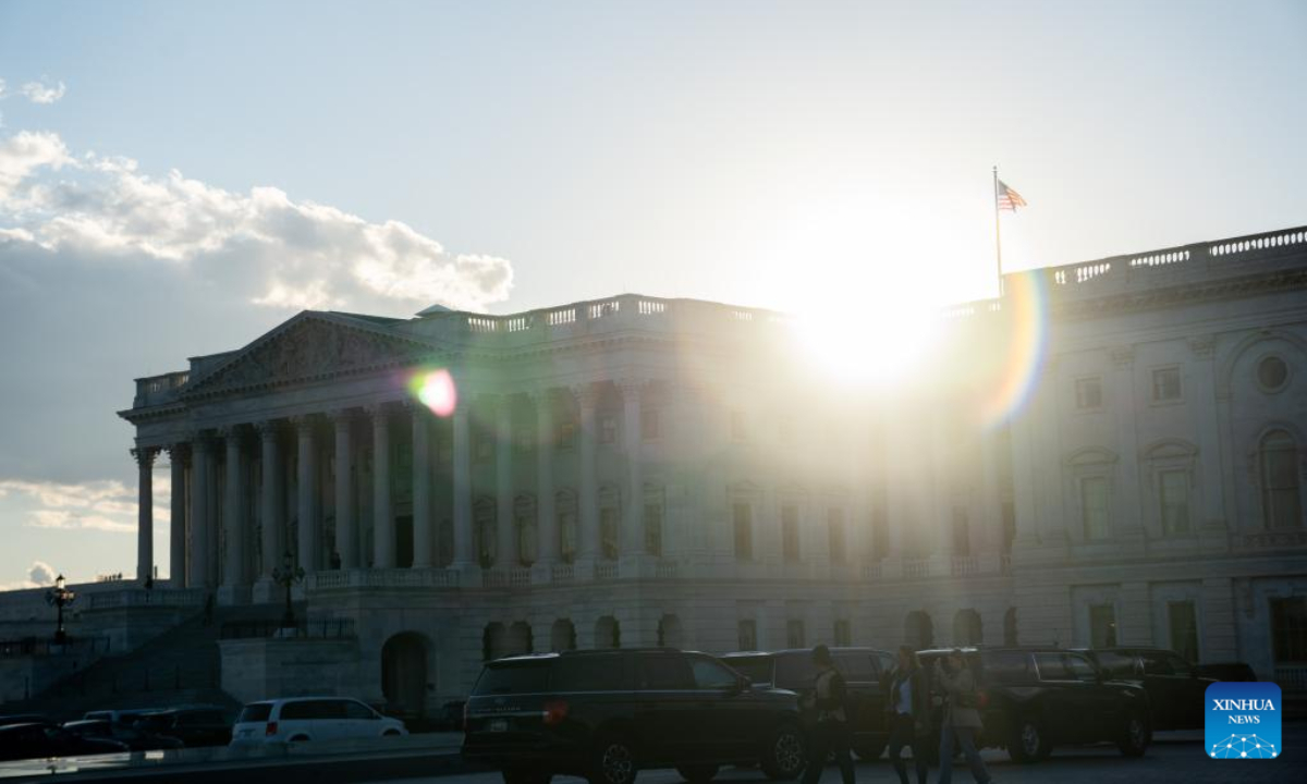 This photo taken on Jan 5, 2023 shows the US Capitol building in Washington, DC. The US House of Representatives voted to adjourn until noon on Friday with no speaker elected on Thursday after 11 rounds of voting. Photo:Xinhua