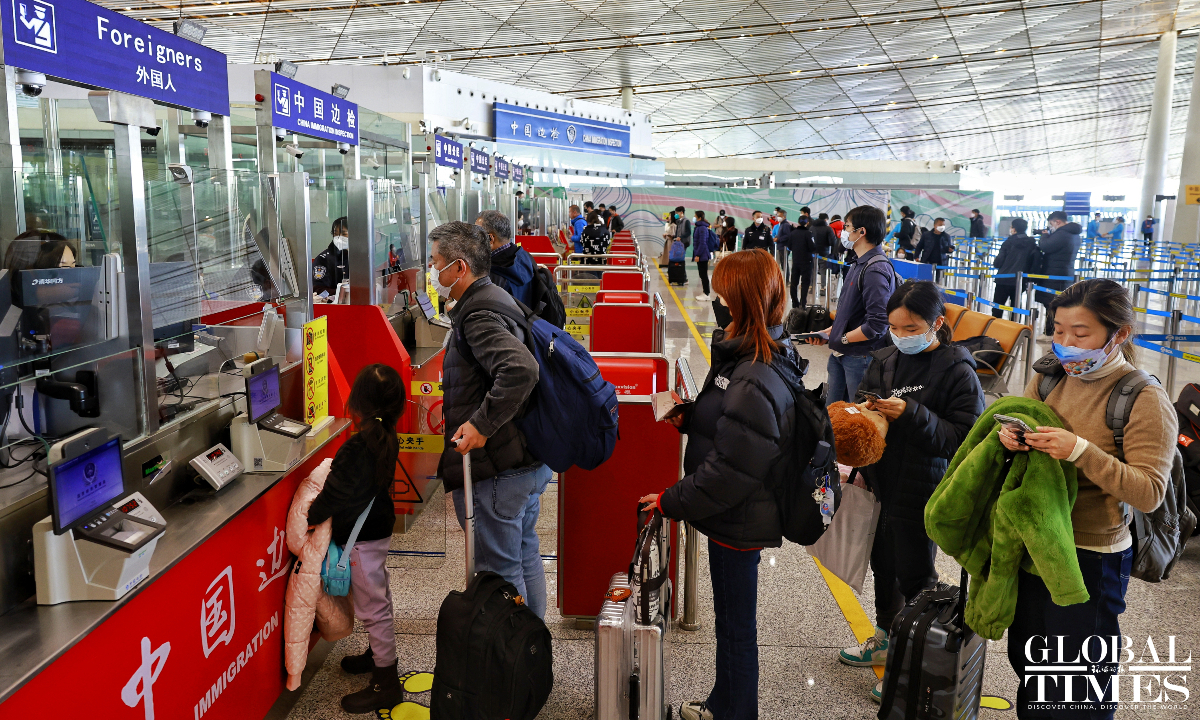 China downgraded its COVID management measures from Class A to Class B since January 8, 2023 as the nation readies for normal life. The photo shows Beijing welcomed its first inbound flight carrying 291 passengers from Hong Kong at around 10:40 am, on January 8, 2023. Photo: Li Hao/GT