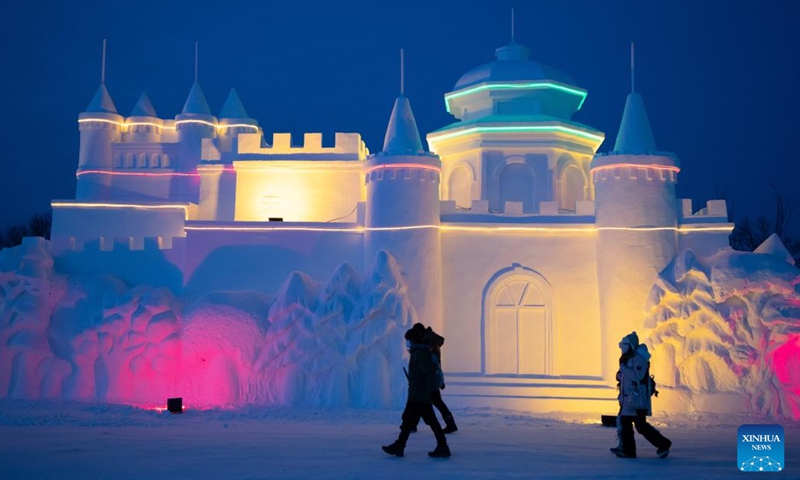 Tourists have fun at an ice and snow park in Beiji Village of Mohe, northeast China's Heilongjiang Province, Jan. 7, 2023. Known as China's North Pole, Mohe has an annual ice and snow period of up to eight months, with the lowest temperature reaching minus 50 degrees Celsius. By virtue of its natural conditions, the city has developed a variety of winter tourism programs in recent years, attracting tourists to experience an extremely cold journey.(Photo: Xinhua)