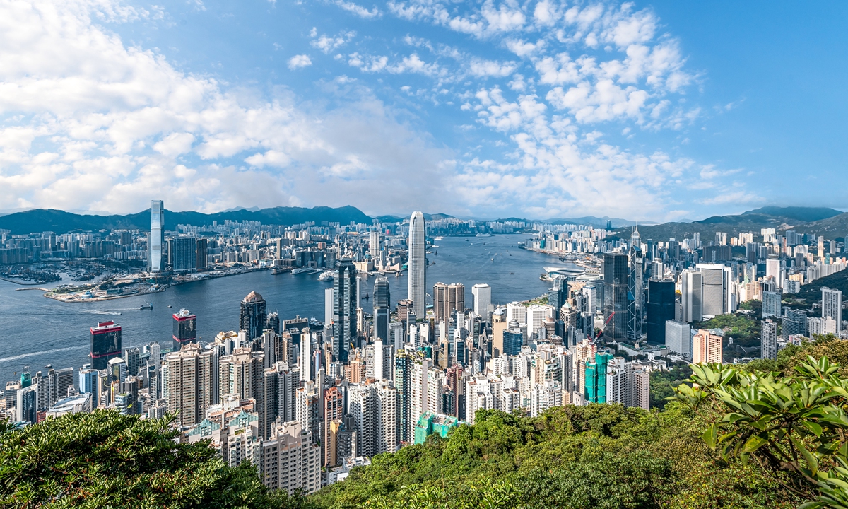 An aerial view of Hong Kong Photo: VCG