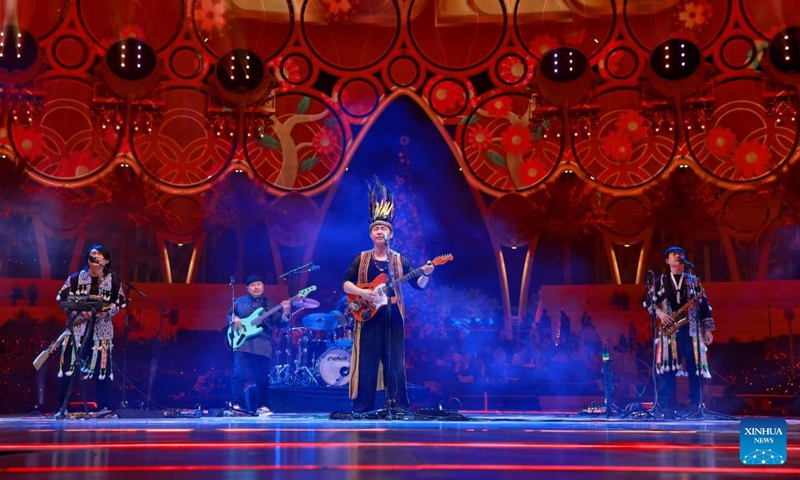 People stage a performance, part of a parade celebrating the upcoming Chinese New Year, at Expo City Dubai in Dubai, the United Arab Emirates (UAE), Jan. 14, 2023. Thousands of spectators witnessed a grand parade celebrating the upcoming Chinese New Year on Saturday at Expo City Dubai in the United Arab Emirates (UAE). Dubbed Happy Chinese New Year Grand Parade, the two-kilometer parade attracted thousands of spectators. Photo: Xinhua