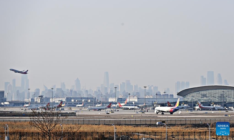 This photo taken on Jan. 10, 2023 shows the view of Tianjin Binhai International Airport in north China's Tianjin. People's social and economic activities gradually return to normal after China's optimization of its COVID-19 response measures. (Xinhua/Zhao Zishuo)

