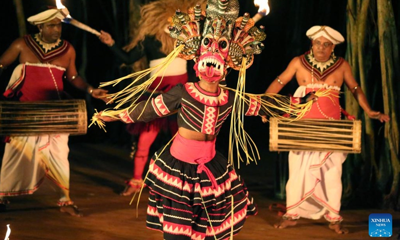 Dancers perform during a cultural dance show to promote tourism in Colombo, Sri Lanka, on Jan. 17, 2023.(Photo: Xinhua)