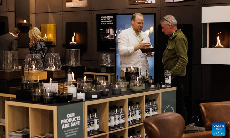 People visit Formex Spring 2023 in Stockholm, Sweden, on Jan. 18, 2023. The four-day Formex Spring 2023 kicked off on Tuesday aimed at highlighting the latest Nordic interior design trends.(Photo: Xinhua)