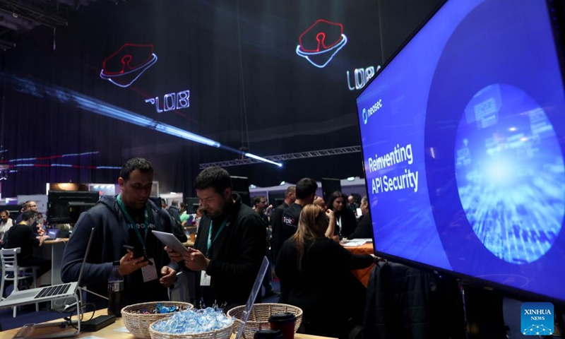 People attend the CyberTech Global in Tel Aviv, Israel, on Jan. 31, 2023.(Photo: Xinhua)