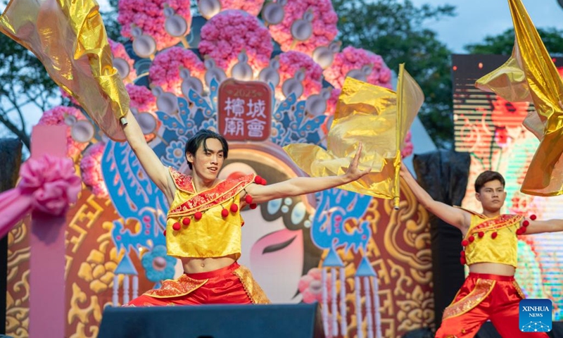 Artists perform a dancing at the Penang Chinese New Year Celebration in George Town, Penang, Malaysia, Jan. 28, 2023.(Photo: Xinhua)