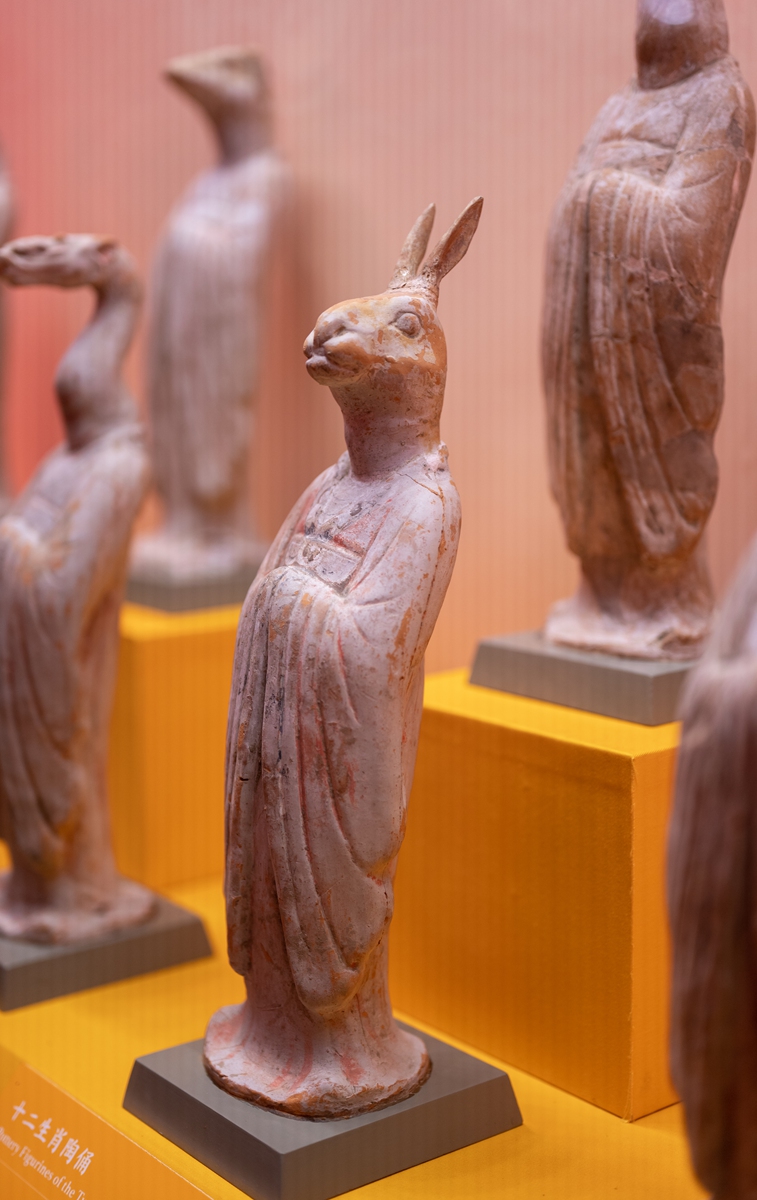A ceramic figurine of the rabbit zodiac on display at the National Museum of China Photo: VCG