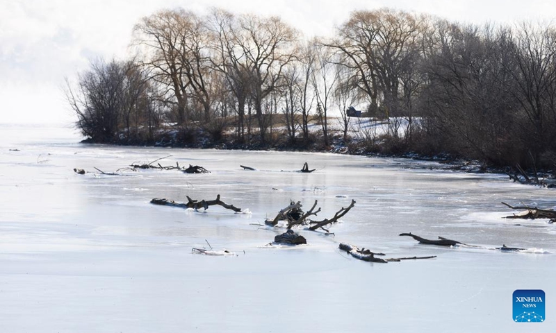 This photo taken on Feb. 3, 2023 shows the frozen Humber River in Toronto, Canada. Environment Canada has issued an extreme cold warning for Toronto on Friday. (Photo by Zou Zheng/Xinhua)