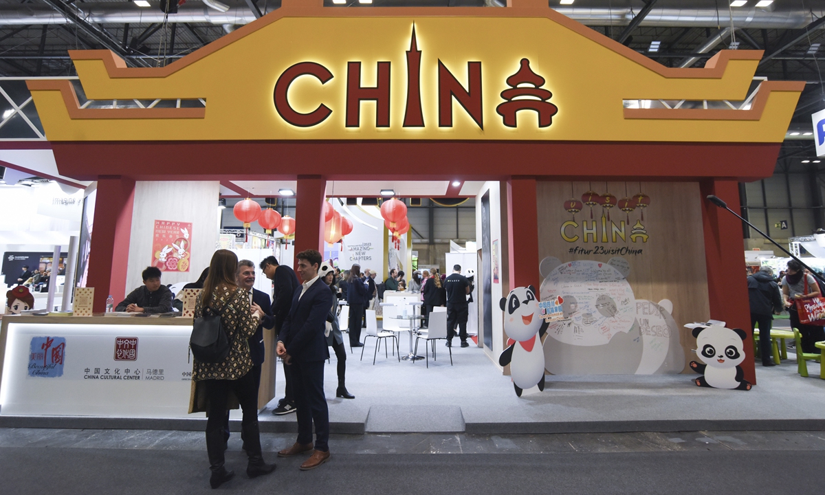 People visit China's stand at the International Tourism Fair, Fitur 2023, at Ifema Madrid held in Madrid, Spain, on January 18, 2023.Photo: VCG