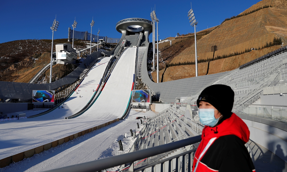 The National Ski Jumping Center, the venue for ski jumping and Nordic combined events of the Beijing Winter Olympics Photo: IC