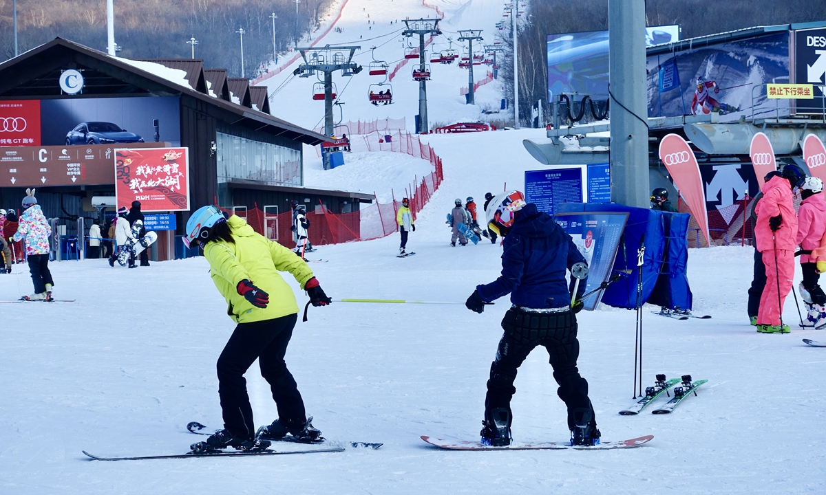 People train at the Songhua Lake Ski Resort on February 6, 2023. Photo: Lin Xiaoyi/GT