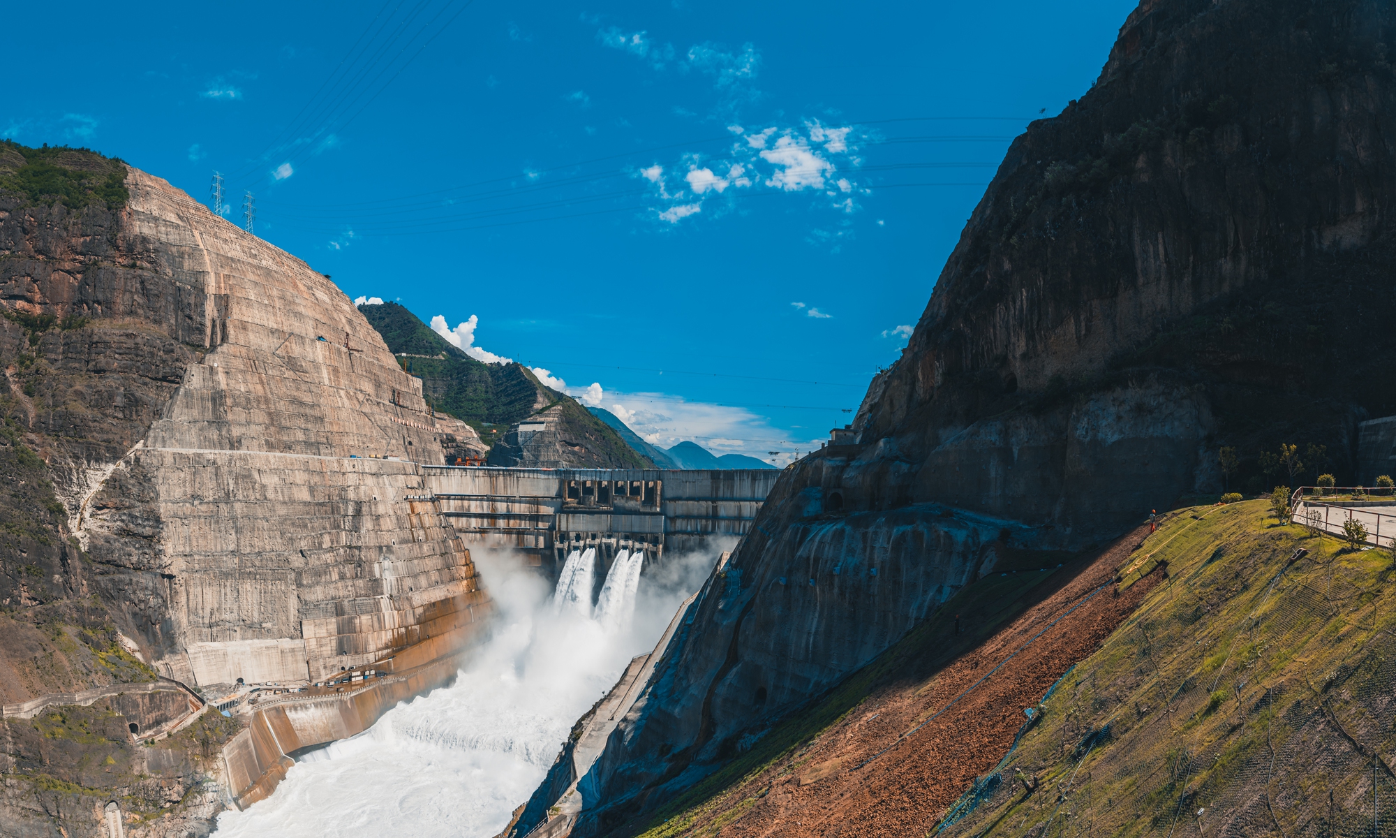 Baihetan hydropower project straddling the provinces of Southwest China's Yunnan and Sichuan Photo: VCG