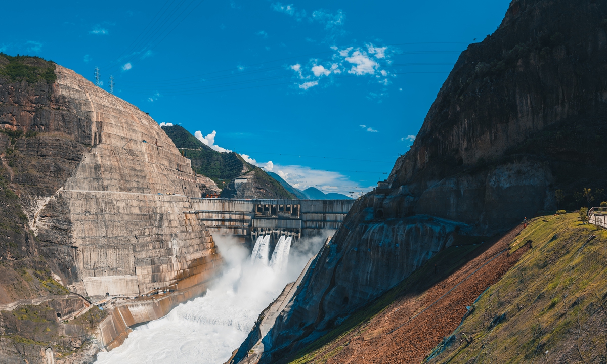 Baihetan hydropower project straddling the provinces of Southwest China's Yunnan and Sichuan Photo: VCG