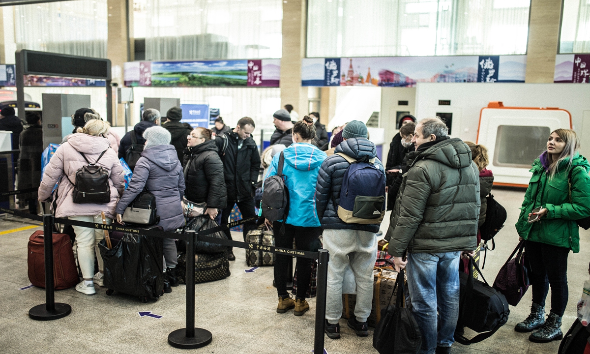 The Hunchun port in Northeast China's Jilin Province remains busy on February 13, 2023. Photos: Shan Jie/GT