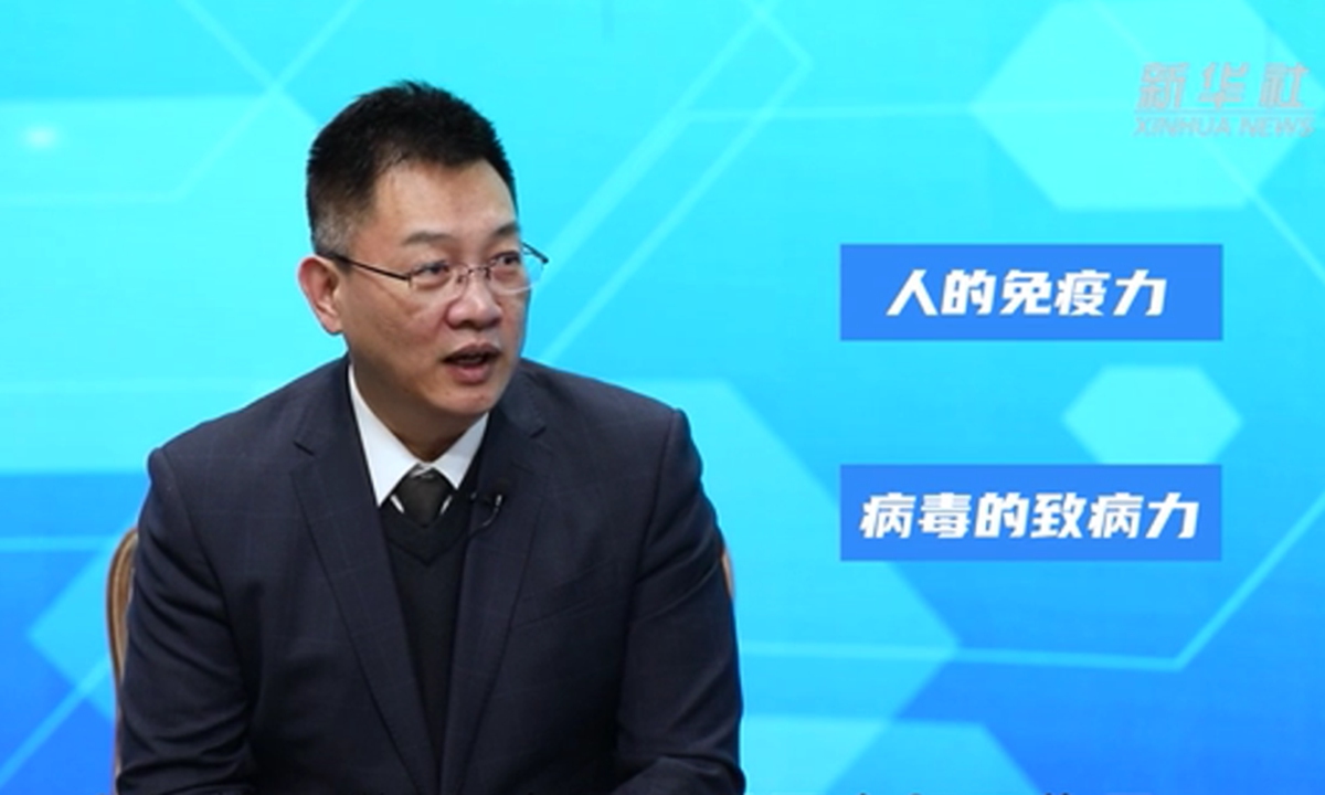 Li Tongzeng, chief physician with the respiratory and infectious diseases department at Beijing You'an Hospital, in an interview with Xinhua News Agency on February 15, 2023. Photo: Snapshot from Xinhua.
