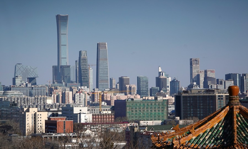 Photo taken on March 4, 2020 shows the skyscrapers of the Central Business District (CBD) in Beijing, capital of China. Photo: Xinhua