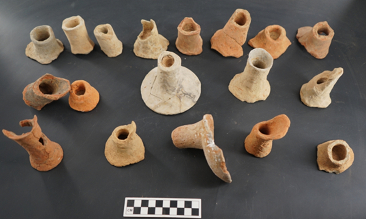 Some of the cultural relics unearthed from the Dahuzui Site Photo: Courtesy of China Central Television
