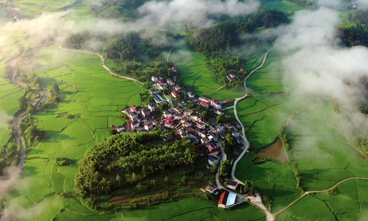 A village in Anhui Province that appears in the documentary <em>Navigating to the Future</em> Photo: Courtesy of Mango TV