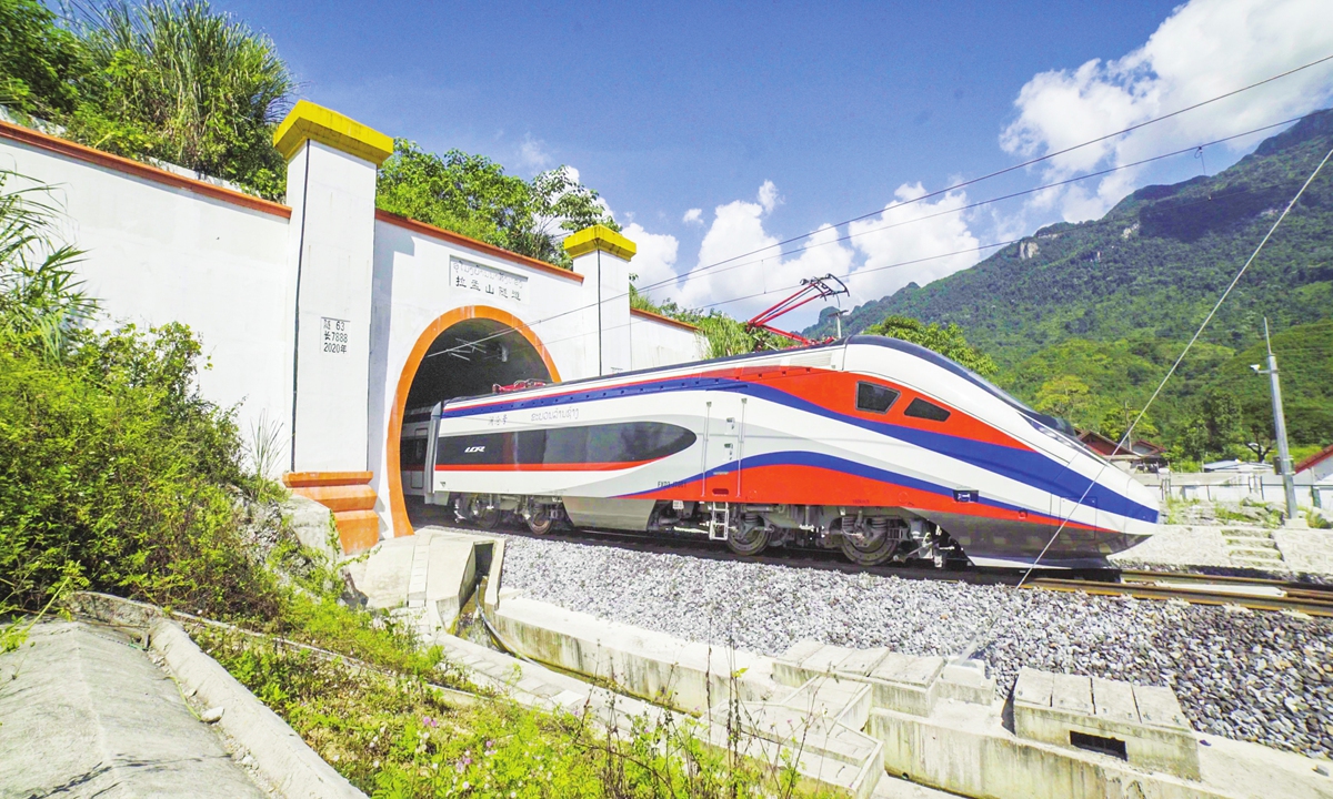 A section of the China-Laos Railway built by PowerChina Photo: Courtesy of PowerChina